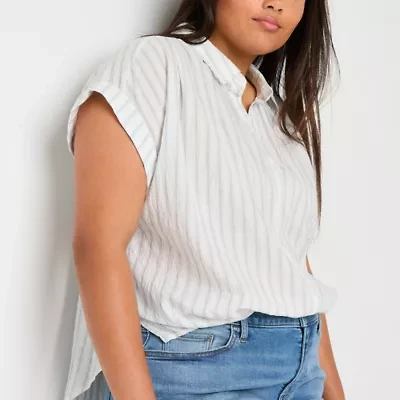 a.n.a Soft Drape Womens Short Sleeve Plus Blouse