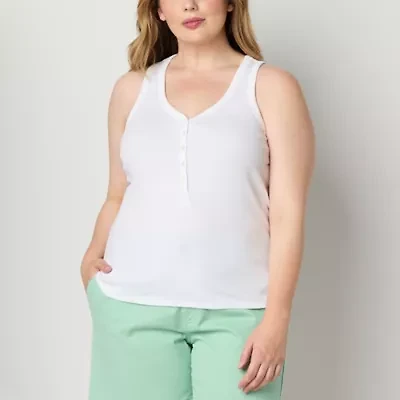 a.n.a Womens Sweetheart Neck Sleeveless Plus Tank Top