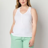 a.n.a Womens Sweetheart Neck Sleeveless Plus Tank Top