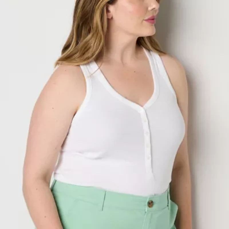 a.n.a Womens Sweetheart Neck Sleeveless Plus Tank Top