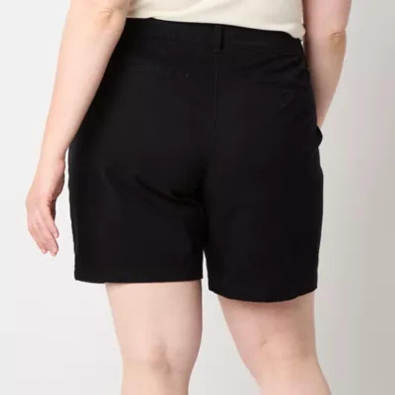 a.n.a Womens 8" Mid Rise Chino Short-Plus