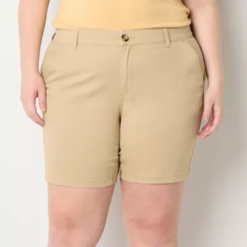 a.n.a Womens 8" Mid Rise Chino Short-Plus