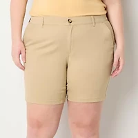 a.n.a Womens 8" Mid Rise Chino Short-Plus