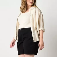 a.n.a Womens 8" Mid Rise Chino Short-Plus