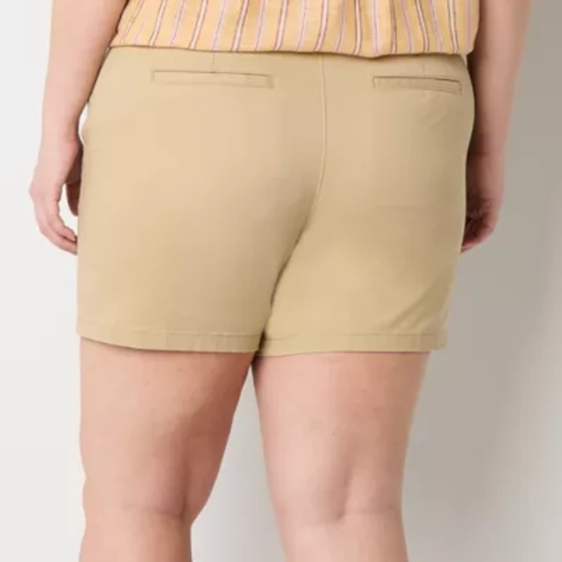 a.n.a Womens 6" Mid Rise Chino Short-Plus