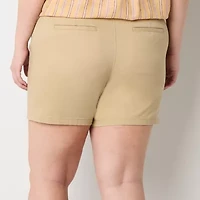 a.n.a Womens 6" Mid Rise Chino Short-Plus