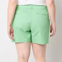 a.n.a Womens 6" Mid Rise Chino Short-Plus
