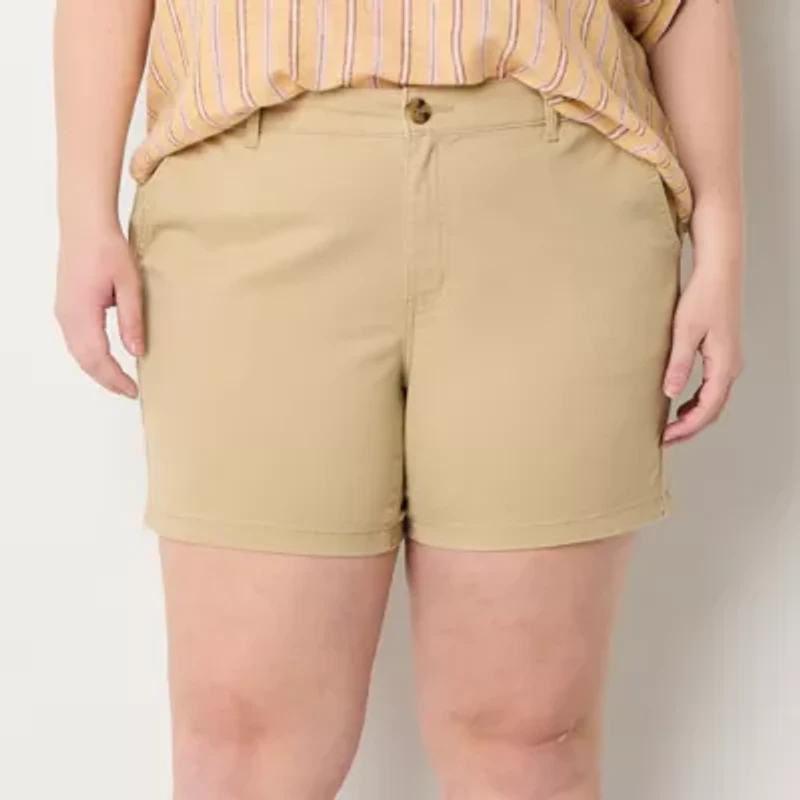 a.n.a Womens 6" Mid Rise Chino Short-Plus