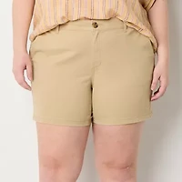 a.n.a Womens 6" Mid Rise Chino Short-Plus