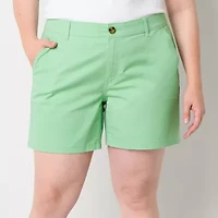 a.n.a Womens 6" Mid Rise Chino Short-Plus