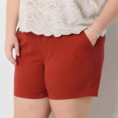 a.n.a Womens 6" Mid Rise Chino Short-Plus