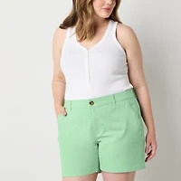 a.n.a Womens 6" Mid Rise Chino Short-Plus