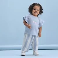 Okie Dokie Baby Girls Round Neck Short Sleeve Regular Fit Graphic T-Shirt