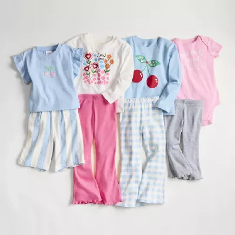 Okie Dokie Baby Girls Round Neck Short Sleeve Regular Fit Graphic T-Shirt