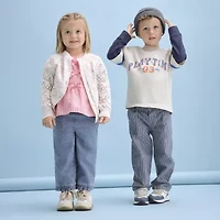 Okie Dokie Toddler & Little Girls Round Neck Long Sleeve Button Cardigan