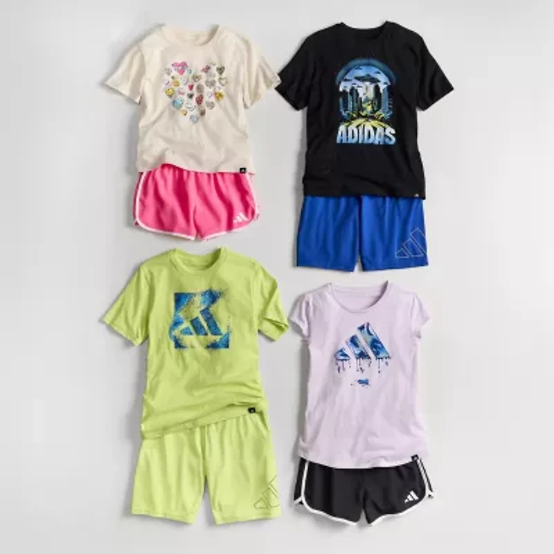 adidas Big Kid Girls Crew Neck Short Sleeve Slim Fit Graphic T-Shirt