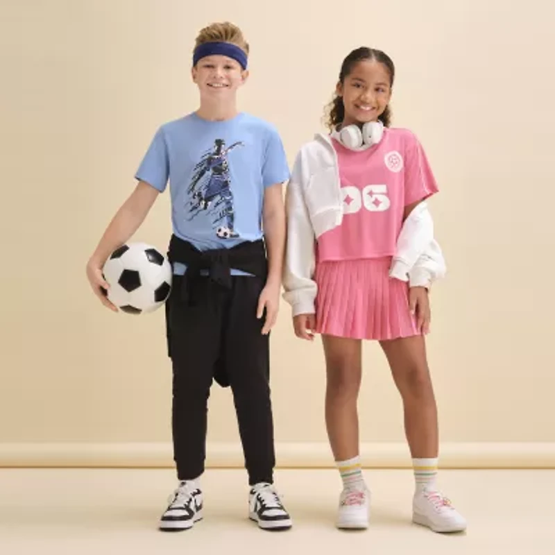 Xersion Big Kid Girls V Neck Short Sleeve Moisture Wicking Quick Dry Jersey