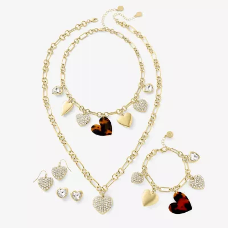 Liz Claiborne Gold Tone Charm Womens 17 Inch Collar Necklace