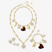 Liz Claiborne Gold Tone Charm Womens 17 Inch Collar Necklace