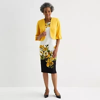 Maya Brooke Womens Floral Jacket Dress