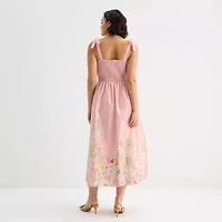 Be by CHETTA B Womens Sleeveless Floral Midi Fit + Flare Dress