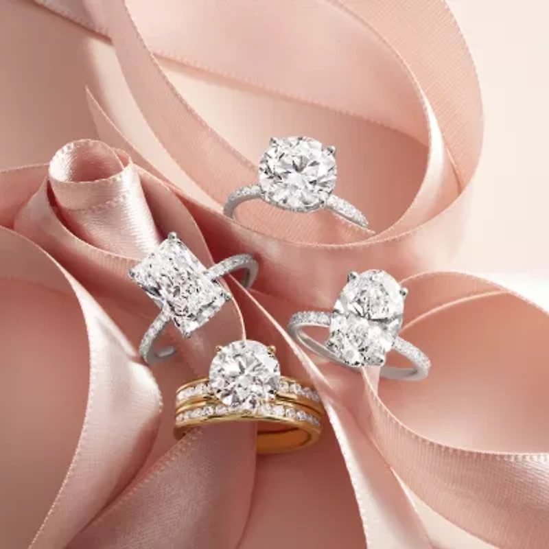 Grown Gorgeous (F, Vs2) Womens 4 7/8 Ct. T.W. Lab White Diamond 14K Gold or Platinum Oval Side Stone Engagement Ring