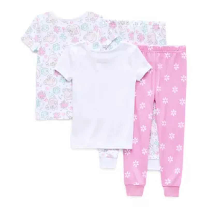 Toddler Girls Peppa Pig Crew Neck Short Sleeve 4-pc. Pajama Sets