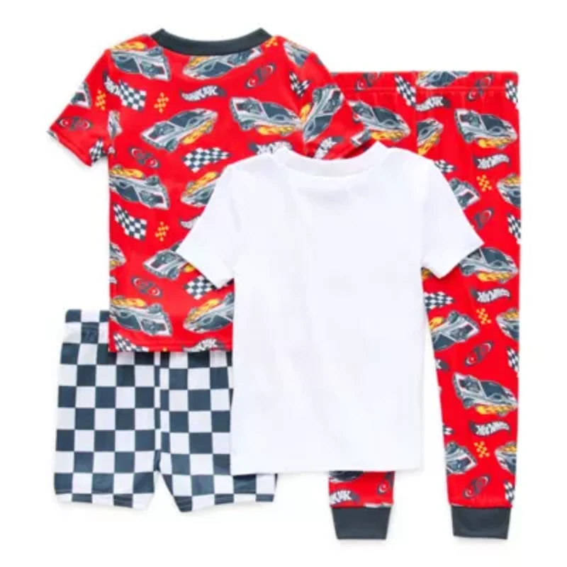 Toddler Boys Hot Wheels Crew Neck Short Sleeve 4-pc. Pajama Sets