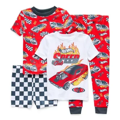 Toddler Boys Hot Wheels Crew Neck Short Sleeve 4-pc. Pajama Sets