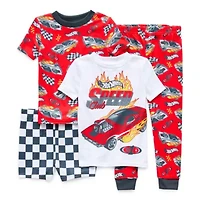 Toddler Boys Hot Wheels Crew Neck Short Sleeve 4-pc. Pajama Sets