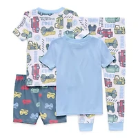 Toddler Boys Crew Neck Short Sleeve 4-pc. Pajama Sets