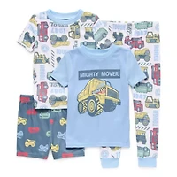 Toddler Boys Crew Neck Short Sleeve 4-pc. Pajama Sets