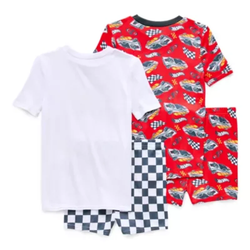 Little & Big Kid Boys Hot Wheels Crew Neck Short Sleeve 4-pc. Pajama Sets