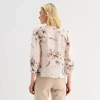 Liz Claiborne Womens Scoop Neck 3/4 Sleeve Blouse