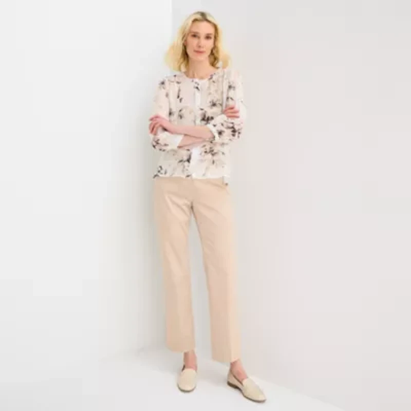 Liz Claiborne Womens Scoop Neck 3/4 Sleeve Blouse