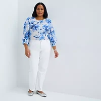 Liz Claiborne Womens Plus Scoop Neck 3/4 Sleeve Blouse