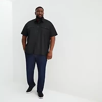 Shaquille O'Neal XLG™ Utility Pocket Mens Short Sleeve Regular Fit Big and Tall Button-Down Shirt