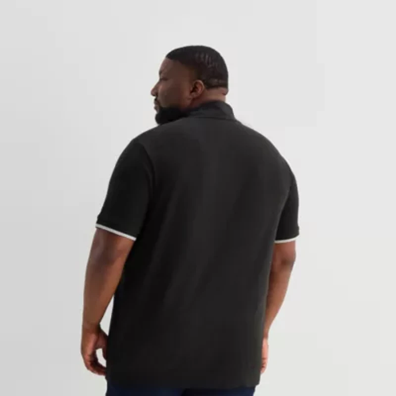 Shaquille O'Neal XLG™ Tipped Rib Mens Short Sleeve Big and Tall Mock Neck Top