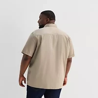 Shaquille O'Neal XLG™ Utility Pocket Mens Short Sleeve Regular Fit Big and Tall Button-Down Shirt