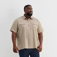 Shaquille O'Neal XLG™ Utility Pocket Mens Short Sleeve Regular Fit Big and Tall Button-Down Shirt