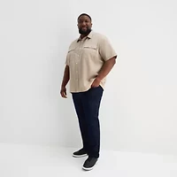 Shaquille O'Neal XLG™ Utility Pocket Mens Short Sleeve Regular Fit Big and Tall Button-Down Shirt