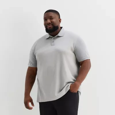 Shaquille O'Neal XLG™ Jacquard Big and Tall Mens Regular Fit Short Sleeve Polo Shirt