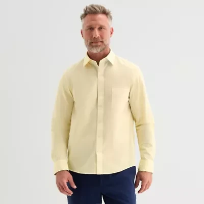 Stafford Chambray Mens Long Sleeve Regular Fit Button-Down Shirt