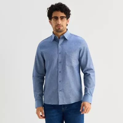 Stafford Chambray Mens Long Sleeve Regular Fit Button-Down Shirt