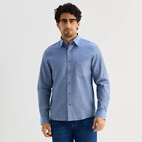 Stafford Chambray Mens Long Sleeve Regular Fit Button-Down Shirt