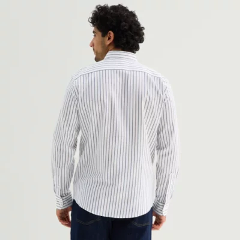 Stafford Stripe Mens Long Sleeve Regular Fit Button-Down Shirt