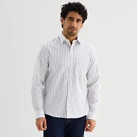 Stafford Stripe Mens Long Sleeve Regular Fit Button-Down Shirt