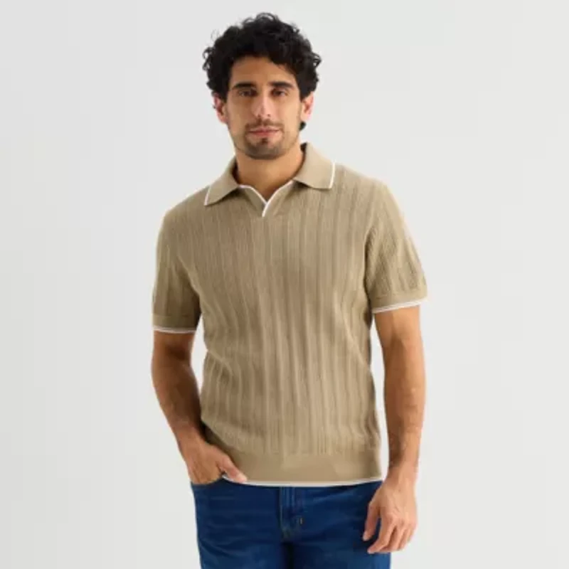 Stafford Johnny Collar\N Mens Short Sleeve Polo Sweater