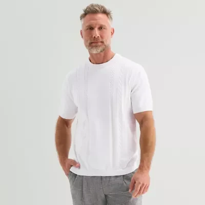 Stafford Mens Crew Neck Short Sleeve Pullover Sweater