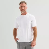 Stafford Mens Crew Neck Short Sleeve Pullover Sweater